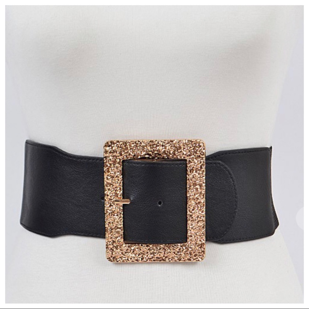 #20 Fashion Glitter Big Buckle Elastic Belt - Picture 2 of 3